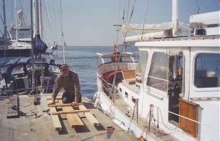 Building a loading ramp to load the bike onto this boat for the next 12 countries of the Caribbean