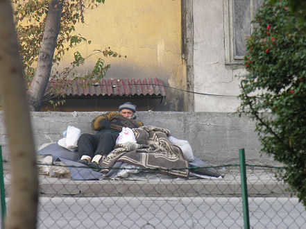 A street dwelling character, never moved even in the snow