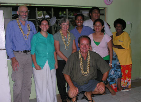 Farewell photo with friends and staff