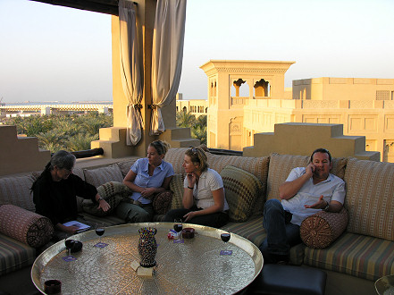 Drinks at the Royal Mirage Hotel with Jo and Cam, and Els