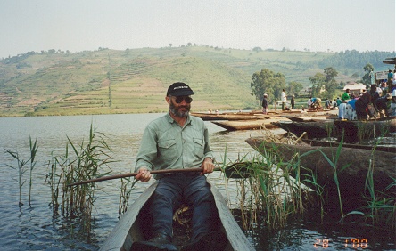 Trying the local transport, a dug out canoe