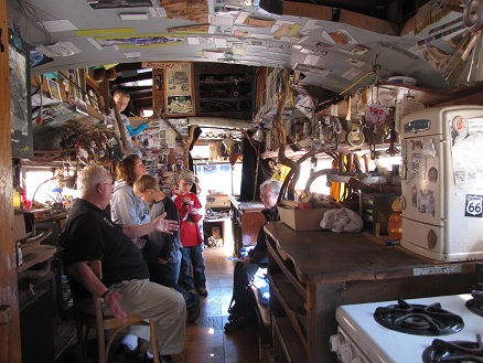 Bob Waldmire's
          converted ex-school bus home, the man of Route 66, the artist
          of Route 66