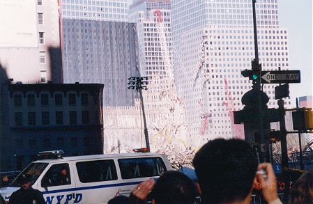 The remains of the twin towers in New York