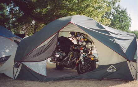 Discarded tent, home big enough for the bike