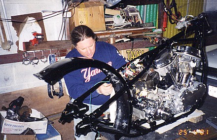 Freddie rebuilding an old pan Harley