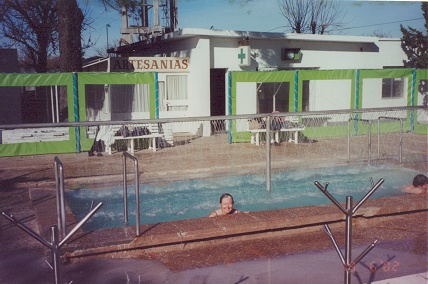 Relaxing in the hot spa after a cool day's ride