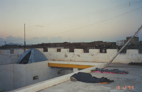 Pitched our tent on a fort roof, waiting for tomorrows escort