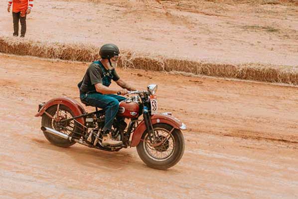 Senio rdier on a dirt track