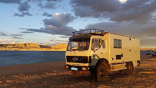 4X4 1983 Mercedes Benz 1017A Overlander truck For Sale in S.America (Colombia, Peru)-on-shores-lake-powell-arizona.jpg