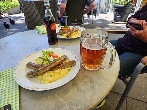 The Ride - Texas headed north and east, way east-sausage-potato-salad-and-bier.jpg
