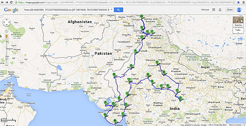 North West India & Kashmir Mar 1st 2014-10th April-route-map-1.jpg