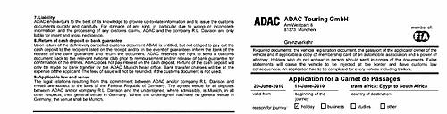 Carnet de passage UK: RAC withdraws bank guarantee-adac-fineprint.jpg
