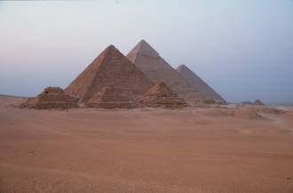 Nine pyramids at Giza, Egypt.