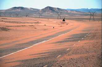 Sand blowing on the road to Luderitz