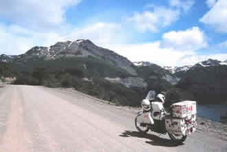 Bike by roadside, Lago Fagnano, Tierra del Fuego, Argentina