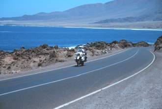 Riding the coast of Chile.