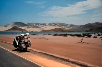 Flooded sands in the desert, northern Peru.