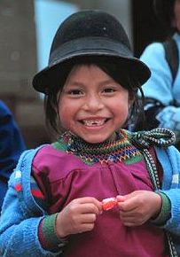 Young girl in Ecuador, says thanks after we gave her a little candy.