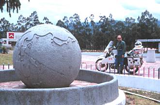 Grant at the equator, in Ecuador.