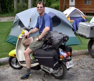 Laird Vandyck, Honda Metropolitan 49cc scooter, en route from Baltimore to LA. 