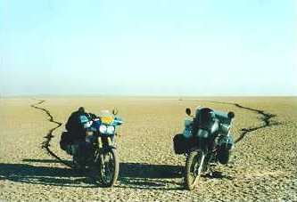 Connor and Ollies bikes, stuck and overheating in the salt lake