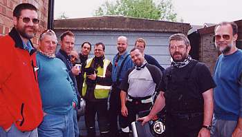 L to R. Geoff Kingsmill (Aus) Mark Svensson, (UK) Pete Thompson, (UK) Dave Isaacs, (UK in hiding) Ernie, (UK) Mads Are Heie, (N) Knut, (N) Oystein Grande (N) behind Julio, (UK) Pete Ryder, (UK) Grant (CDN-Aus).