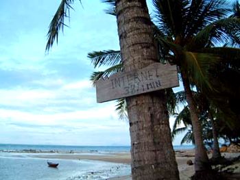 Cyber cafes are everywhere in paradise.