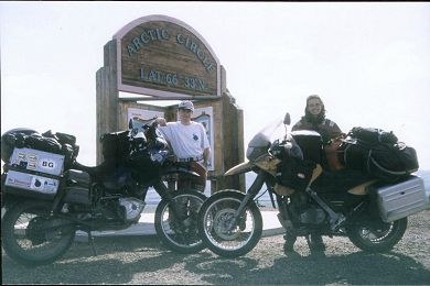 Andy Miller and Heidi Volgger at the Arctic Circle .