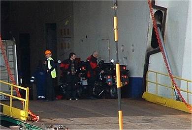 John and Gerry with bikes leaving Ireland.