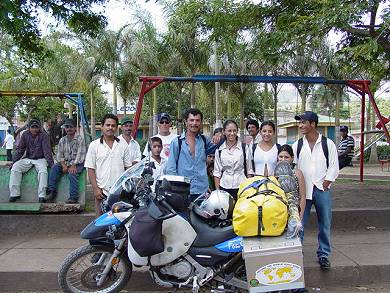 Rene with fans in Yali, Nicaragua.