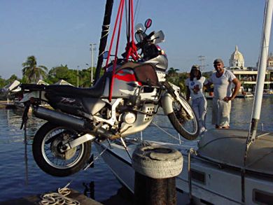 Bike ready for Darien Gap crossing - on a sailboat!