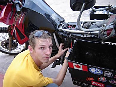 Fixing the bike.