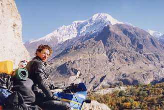 Connor on the Karakoram Highway, Pakistan.