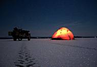 sleeping on the frozen lake Champlain.