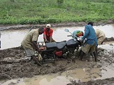 Stuck in the mud in Kenya.