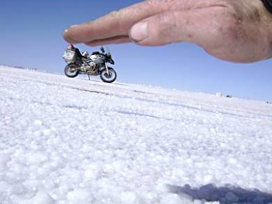 Optical illusions in the salt pan.