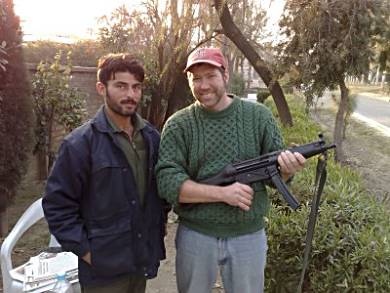 Kevin shows how easy it is to get a Pakistani Military Guard to hand his automatic weapon over!