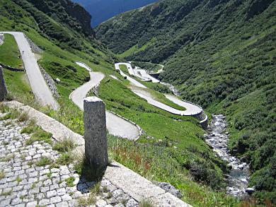 Typical road in the Swiss Alps.