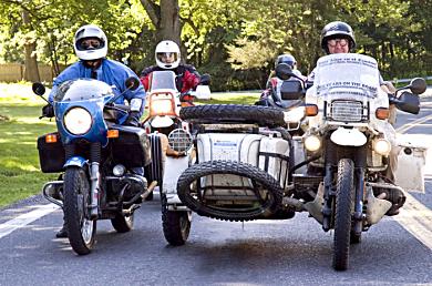 Out for a ride, sticking together.