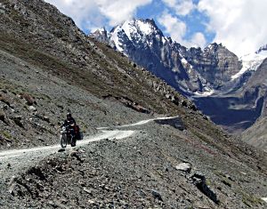 by Gemma Sunderland, of Mark Herron, UK; A rough descent down from Kunzum La 4551m altitude, Spiti Valley, Indian Himalayan Adventure.