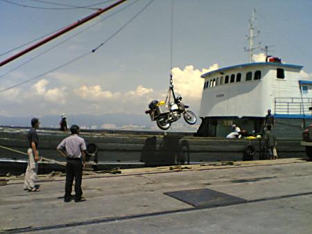 Bike on boat.