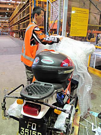 Bike arrives in Australia.