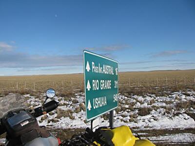 Road signs to Ushuaia.