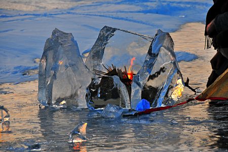 campfire at Lake Baikal.