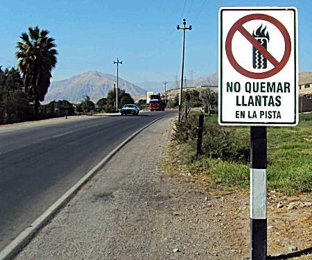Don't burn tires on the road.