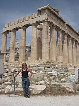 Caf in ruins of Athens.