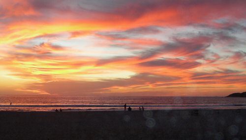 Beach at sunset.