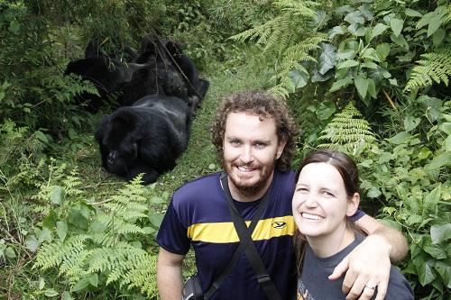 Francois and Tania with the mountain gorillas.