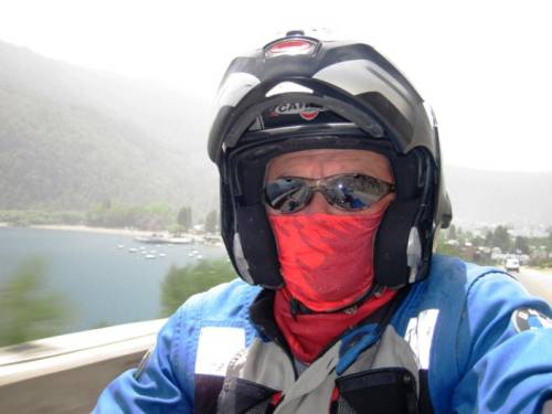 Riding through ash clouds in Chile.