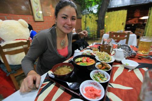 Susan Jehne in restaurant.
